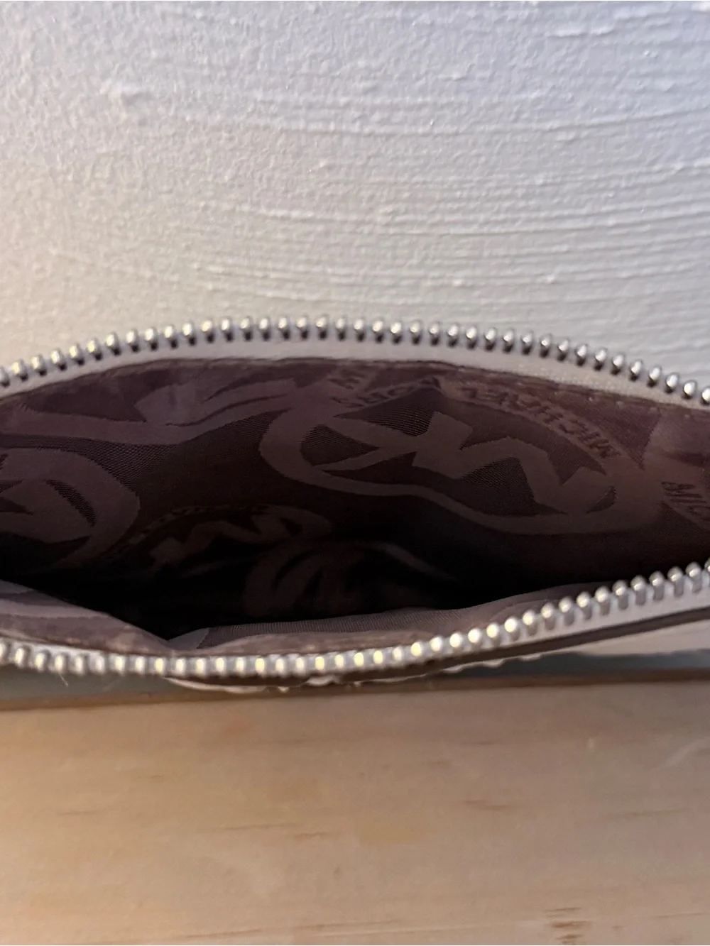 Michael Kors Light Cream Leather Studded Wristlet